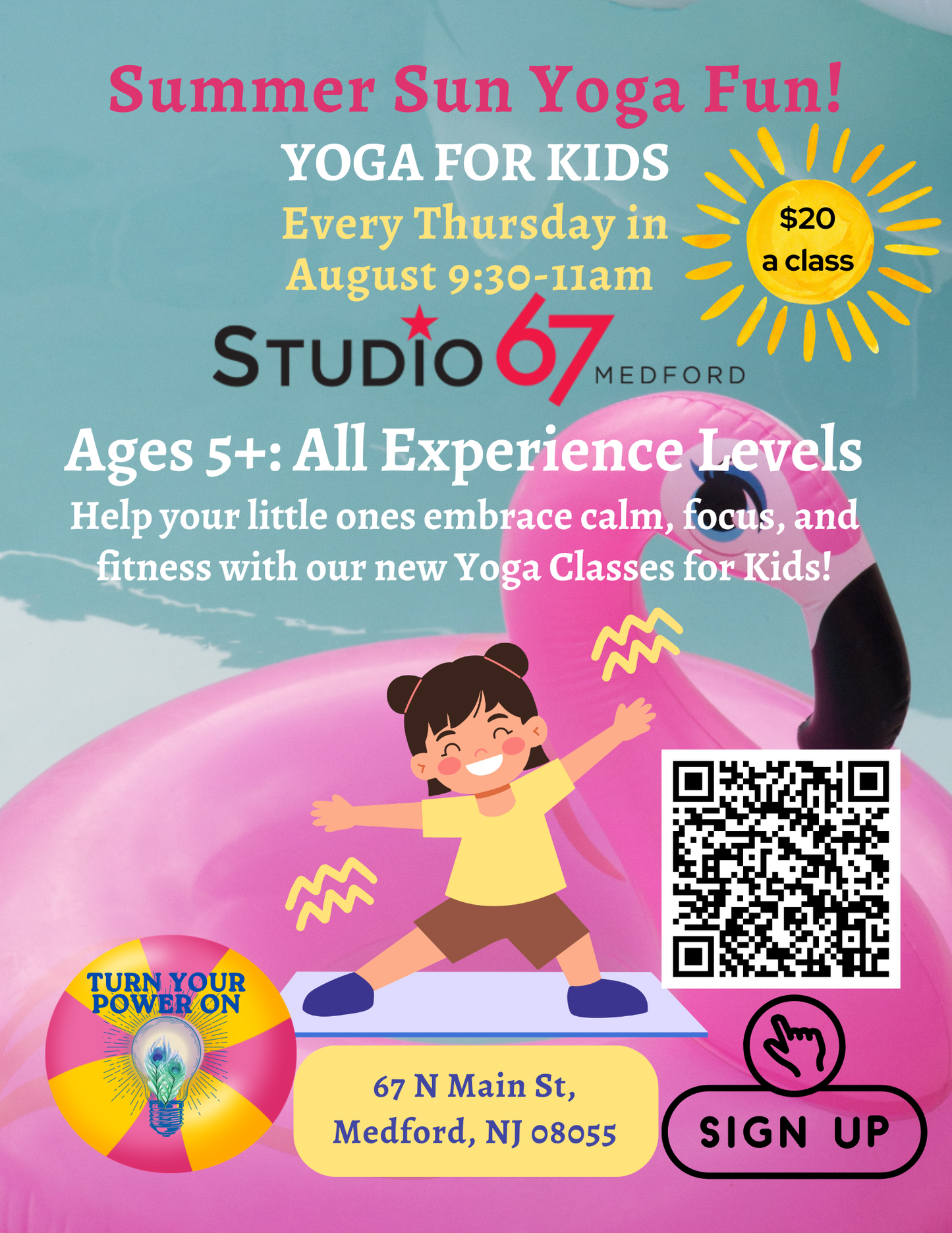 Summer Sun Yoga Fun for Kids @ Studio 67 Medford